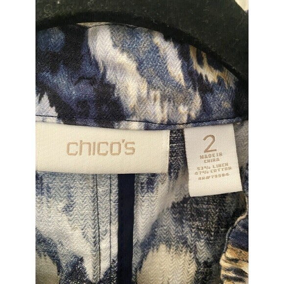 JACKET CHICO'S SZ 2 MANDARIN COLLAR NO BUTTONS NO ZIPPER 3/4 SLEEVES - Picture 3 of 4
